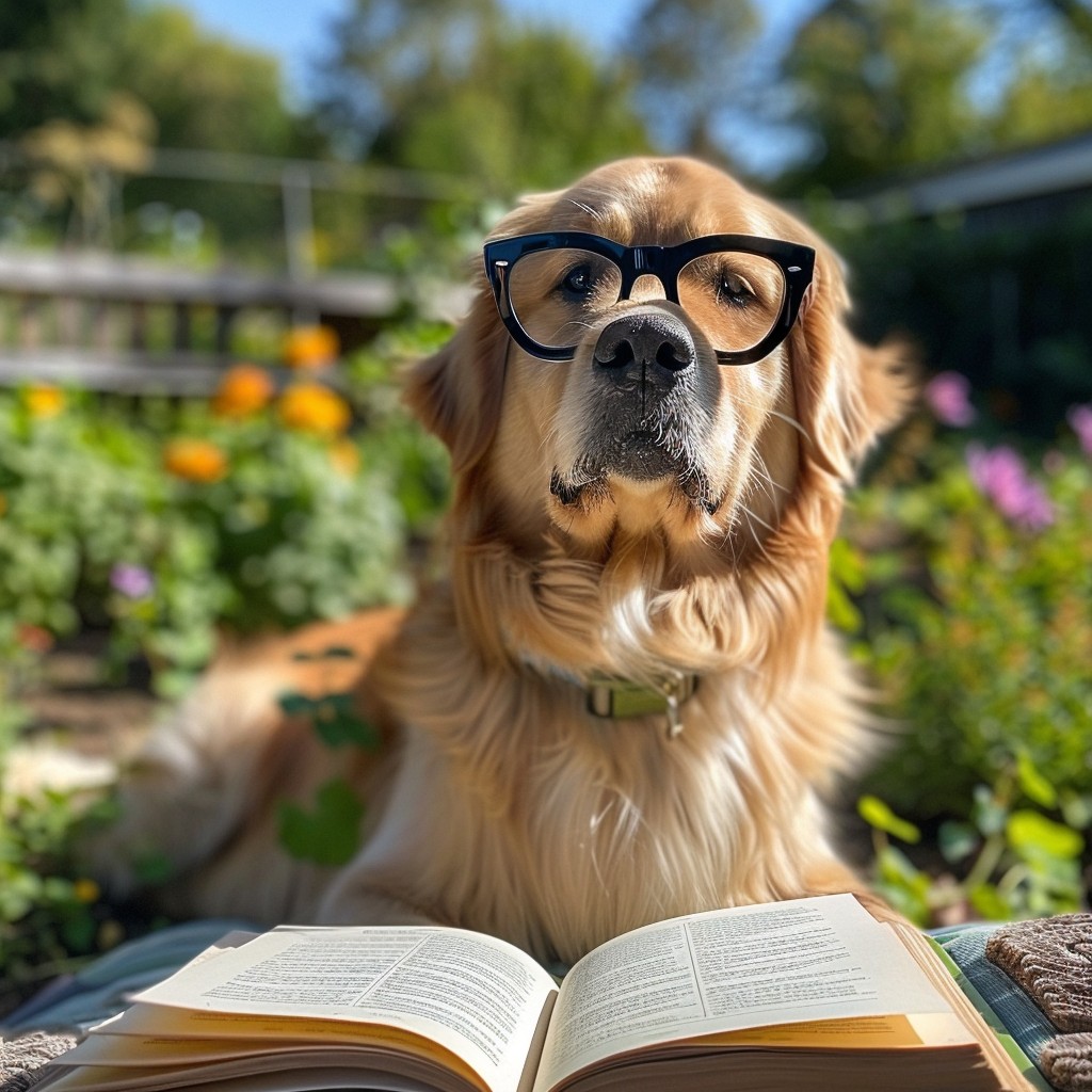 Free Dog Loves Reading Image - Dog, Glasses, Book | Download at StockCake