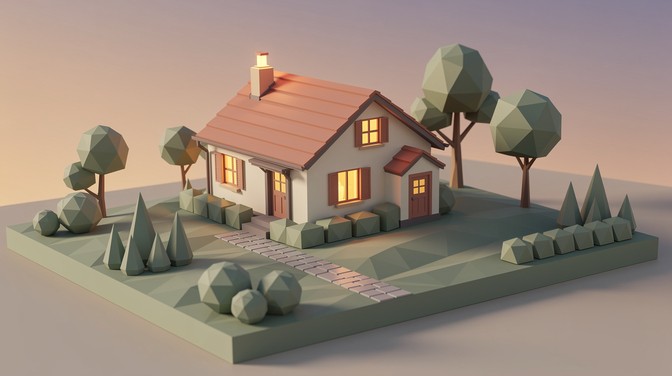 Free Cozy Geometric Home Image - Low-poly, House, 3d | Download at ...