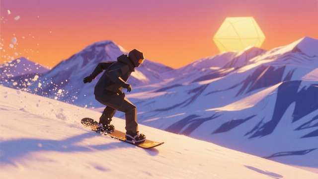 Free Sunset Slope Ride Image - Snowboarding, Mountains, Winter ...