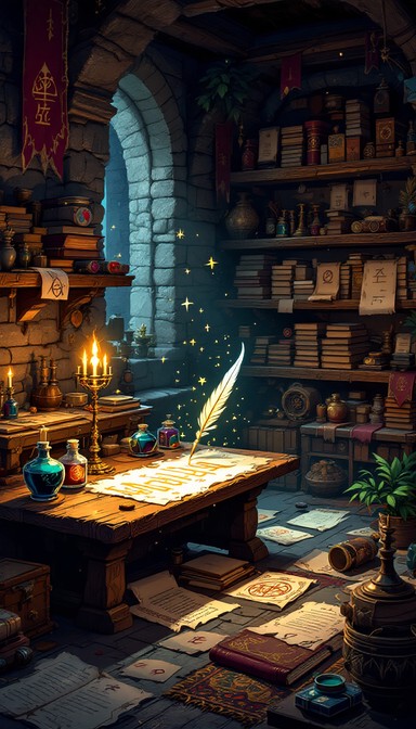 Free Enchanted Scribe's Workshop Image - Pixel, Workshop, Medieval ...