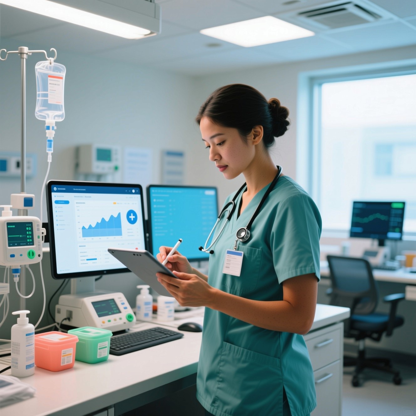 Free Nurse Using Technology Image - Nurse, Healthcare, Hospital ...