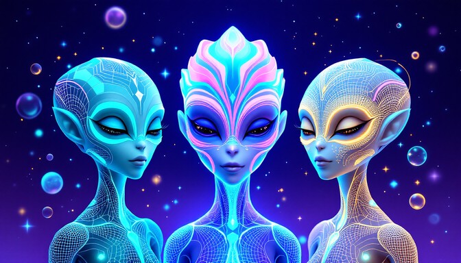 Free Glowing Alien Trio Image - Alien, Extraterrestrial, Space ...