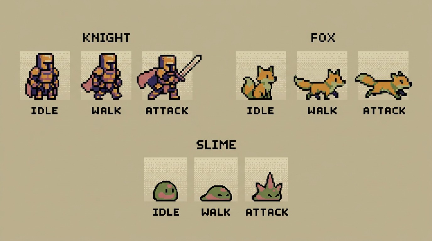 Download Pixel Art Characters Image - Pixel, Pixelart, Sprite | StockCake
