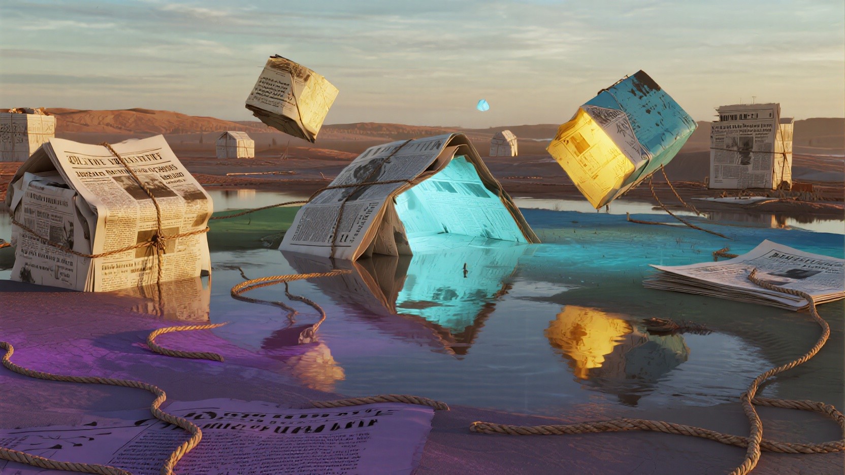 Free Floating Paper Worlds Image - Surreal, Newspaper, Origami ...