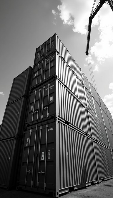 Steel Containers Rise Free Stacked Metal Monoliths Image | Download at StockCake