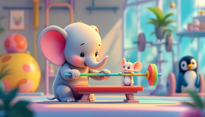Mini Mouse Exercising Free Tiny Gym Buddies Image - Elephant, Mouse, Gym | Download at StockCake