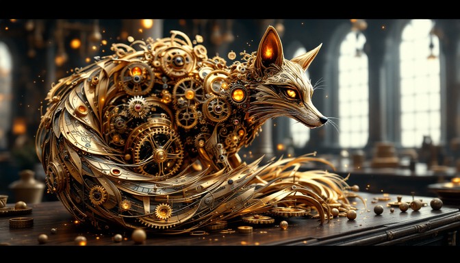 Free Golden Gear Fox Image - Steampunk, Clockwork, Fox | Download at ...