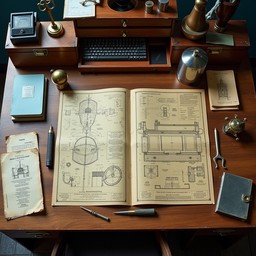 Free Vintage engineering workspace Image - Blueprints, Drafting ...