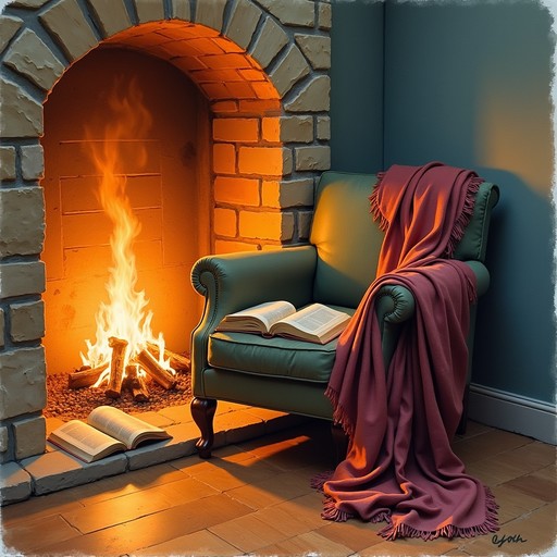 Fireside Rocking Chair Reading Free Fireside Reading Nook Image - Fireplace, Armchair, Blanket ...