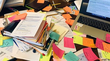 Free Cluttered Desk Chaos Image - Desk, Laptop, Sticky Notes | Download ...