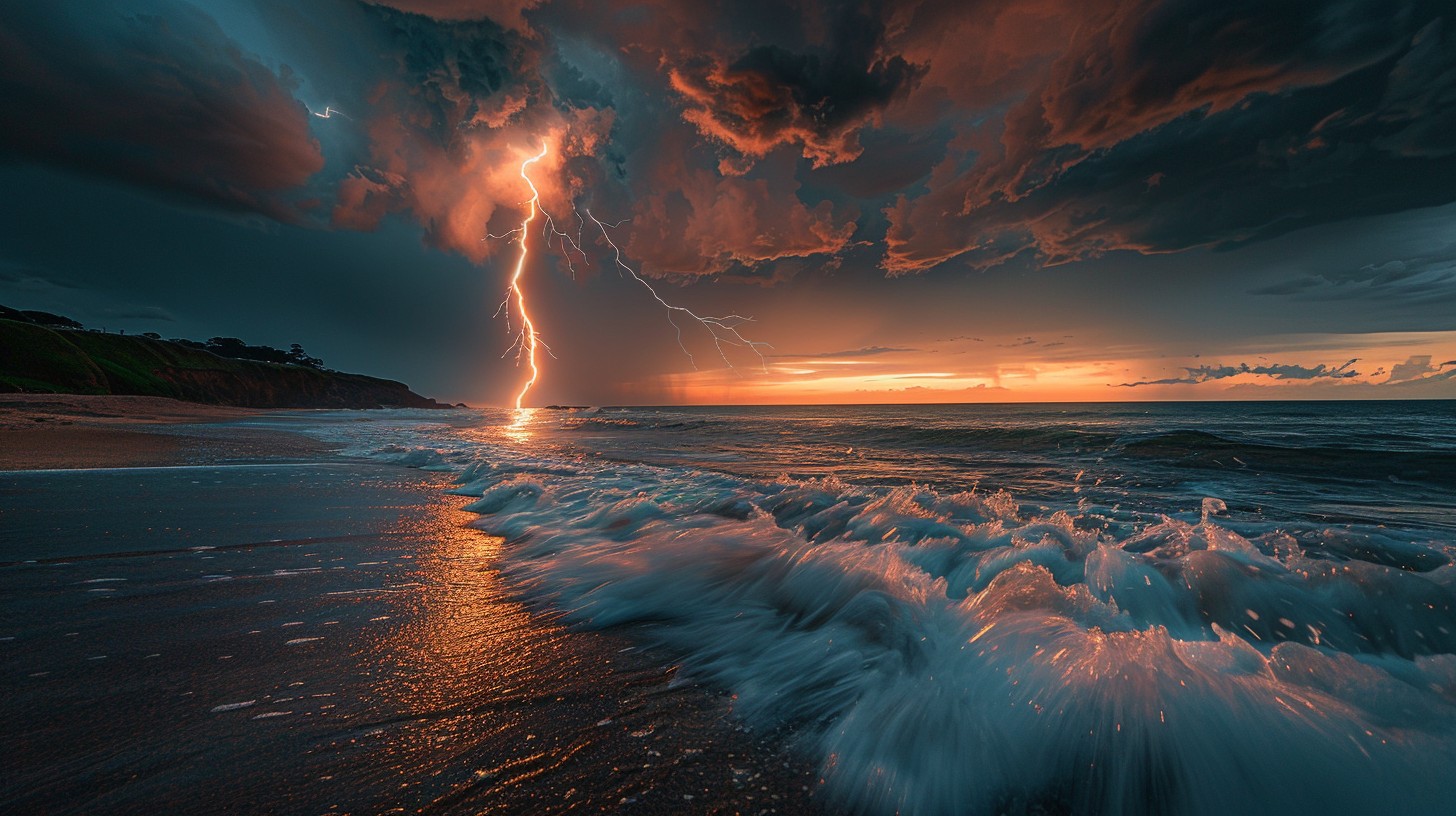 Free Dramatic Lightning Strike Image - Lightning, Storm, Ocean ...