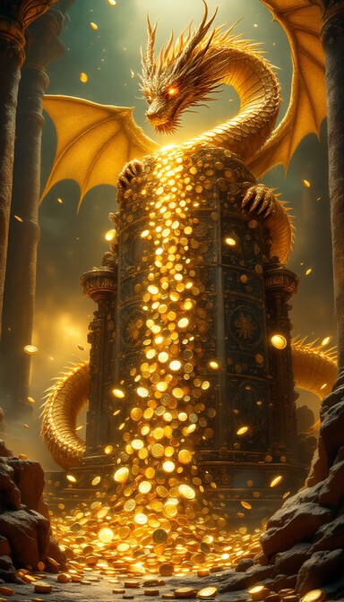 雄大な黄金のドラゴンの画像をダウンロード - ドラゴン, ゴールド
