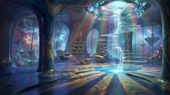 Free Floating Cosmic Interior Image - Penthouse, Surreal, Fantasy ...