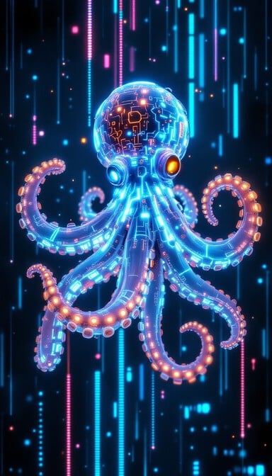 Free Luminous Digital Octopus Image - Octopus, Cyberpunk, Digital ...