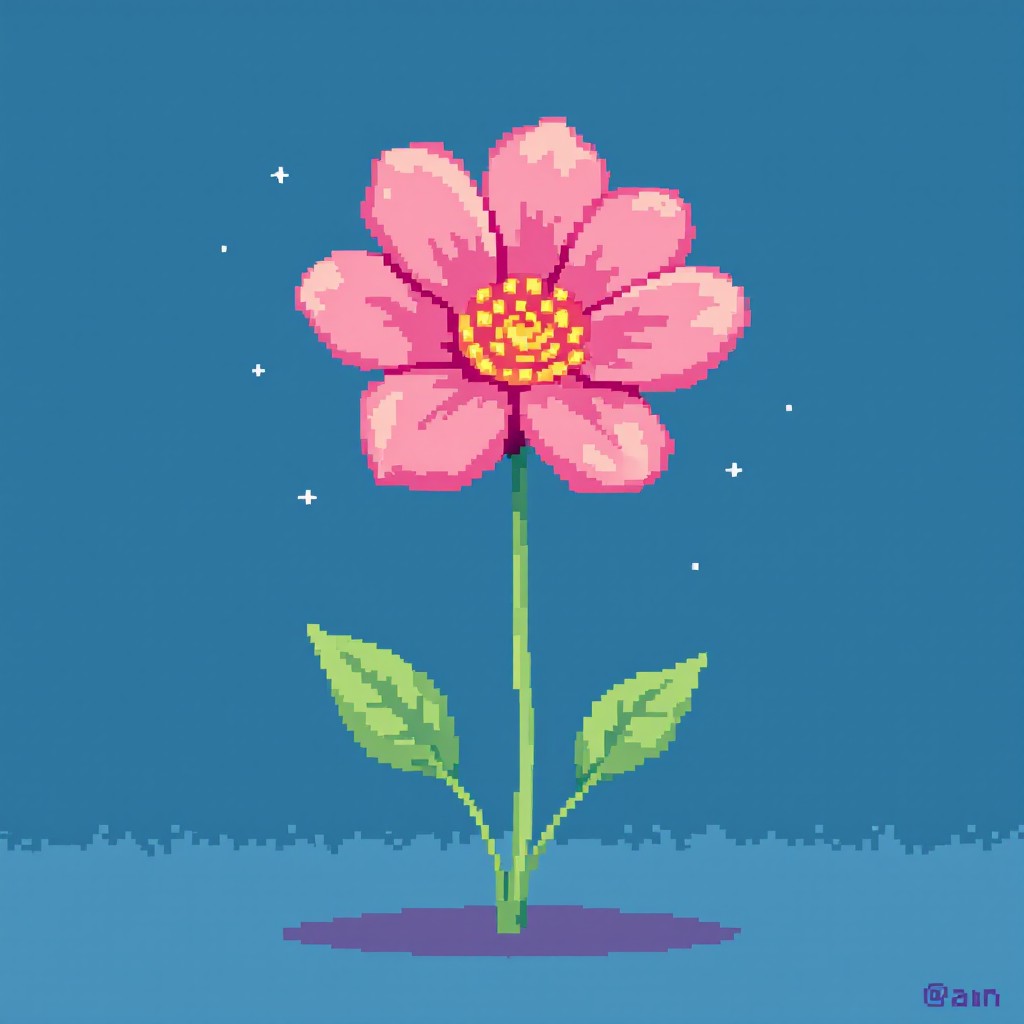 Free Pink Pixel Flower Image - Pixel, Flower, Art | Download at StockCake