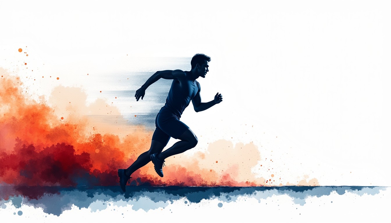Tableau Toile Triathlon Sportif Aquarelle - 60x90 Cm, Style Splash Art