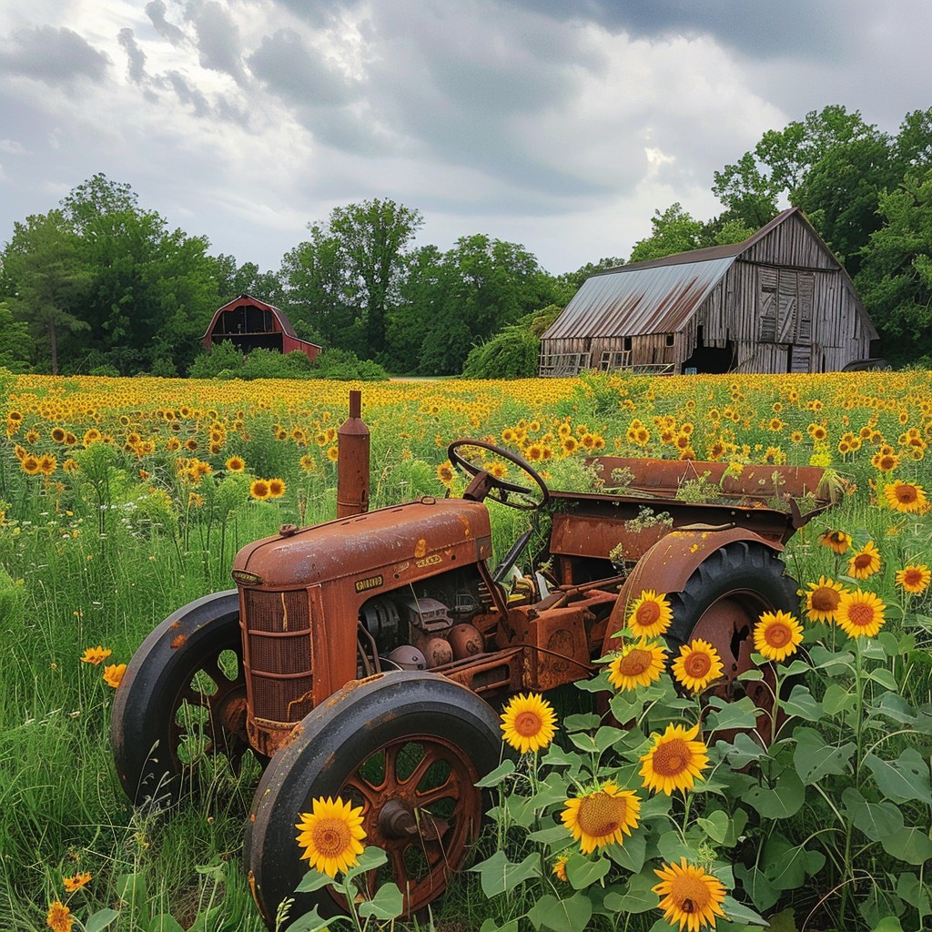 Rustic Tractor Hub Free Rustic Tractor Charm Image - Rustic, Tractor, Sunflowers ...