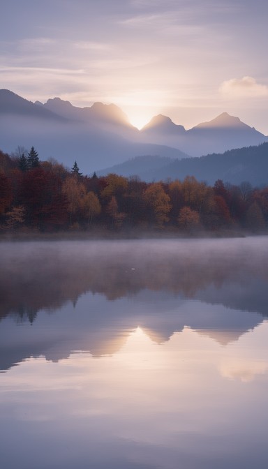 Free Misty Mountain Dawn Image - Sunrise, Autumn, Lake | Download at ...