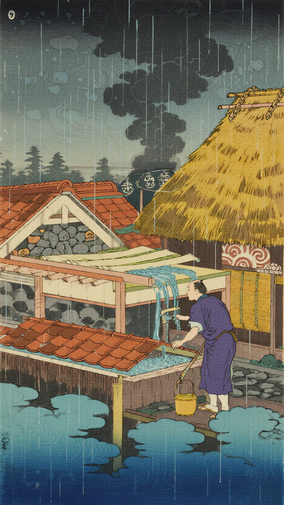 Free Rainy Japanese Village Image - Ukiyo-e, Rain, Japan | Download at ...