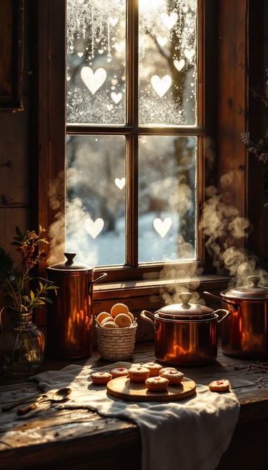 Kitchen Snow Background Free Cozy Winter Kitchen Image - Winter, Cozy, Kitchen | Download at ...