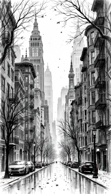 Free Autumn City Sketch Image - Cityscape, Sketch, Pencil | Download at ...