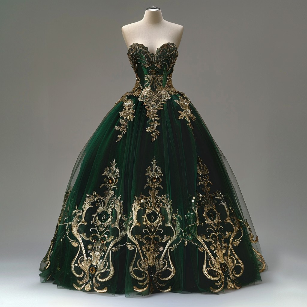 Free Elegant Evening Gown Image - Gown, Green, Golden | Download at ...