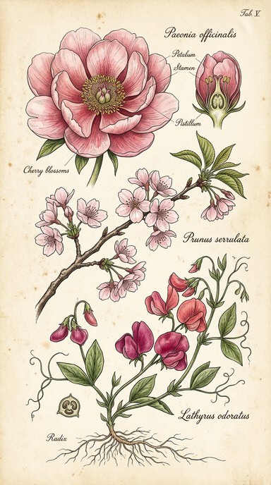 Free Pink Botanical Illustration Image - Botanical, Illustration, Pink ...