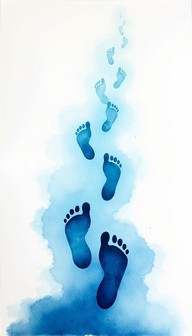 Free Ascending Blue Footprints Image - Watercolor, Footprints, Blue ...