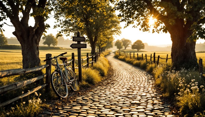 Free Idyllic Country Path Image - Sunset, Bicycle, Countryside ...