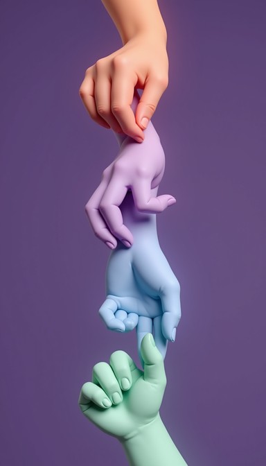 Free Connected Colorful Hands Image - Hands, 3d, Gradient | Download at ...