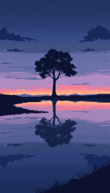 Tree Reflection Night Free Twilight Tree Reflection Image - Silhouette, Tree, Reflection ...