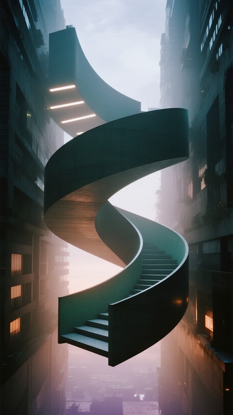 Upward J Ramp Free Spiraling Urban Pathway Image - Spiral, Staircase, Architecture ...