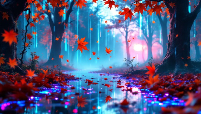 Free Neon Forest Dreams Image - Forest, Cyberpunk, Autumn | Download at ...