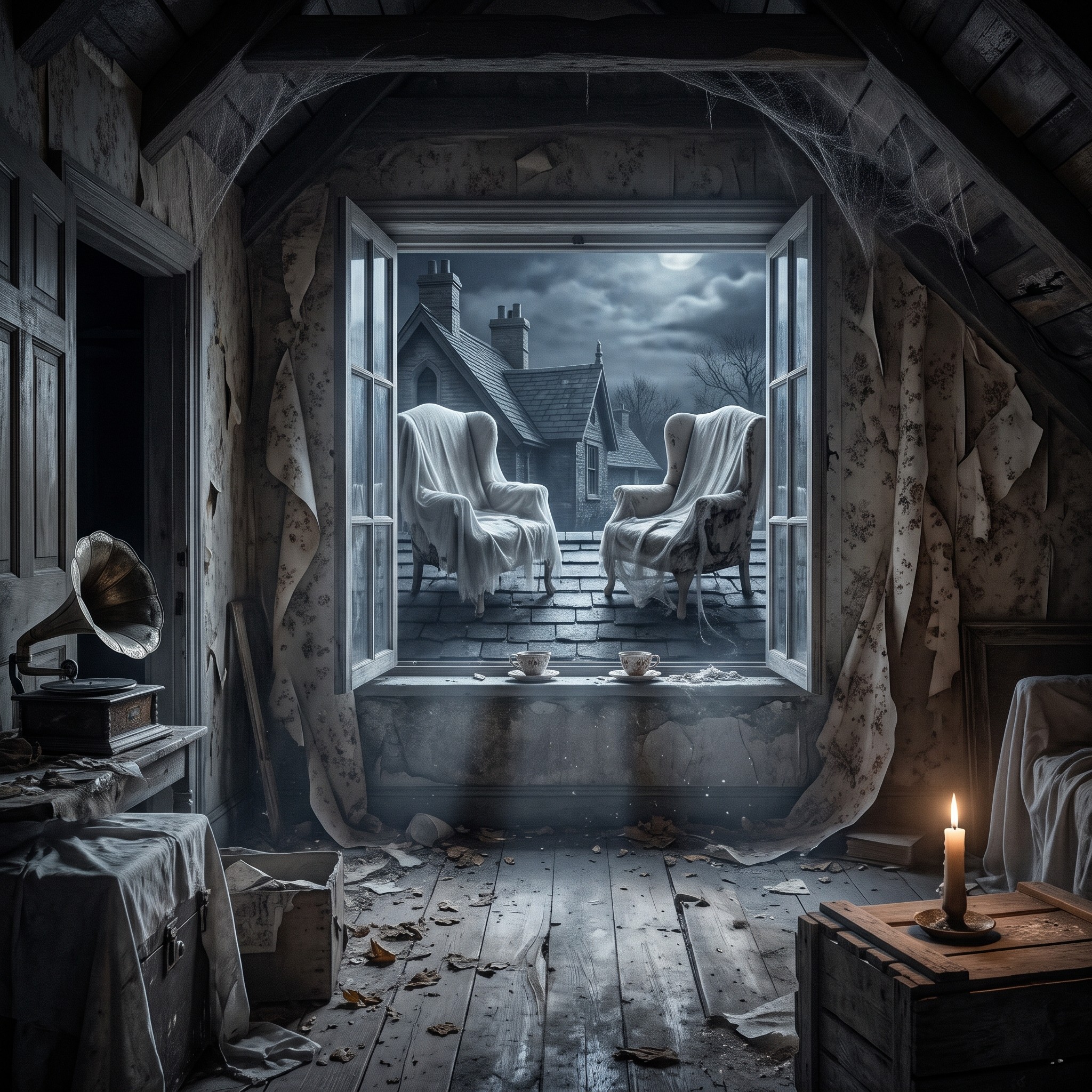 Download Haunted Moonlit Attic Image - Haunted, Attic, Abandoned ...
