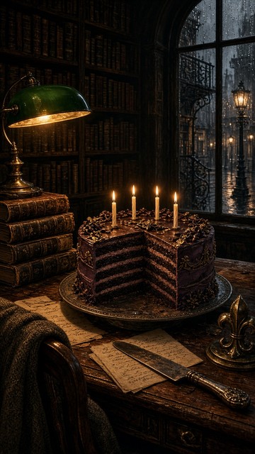 Download Candlelit Study Cake Image - Cake, Chocolate, Candles | StockCake