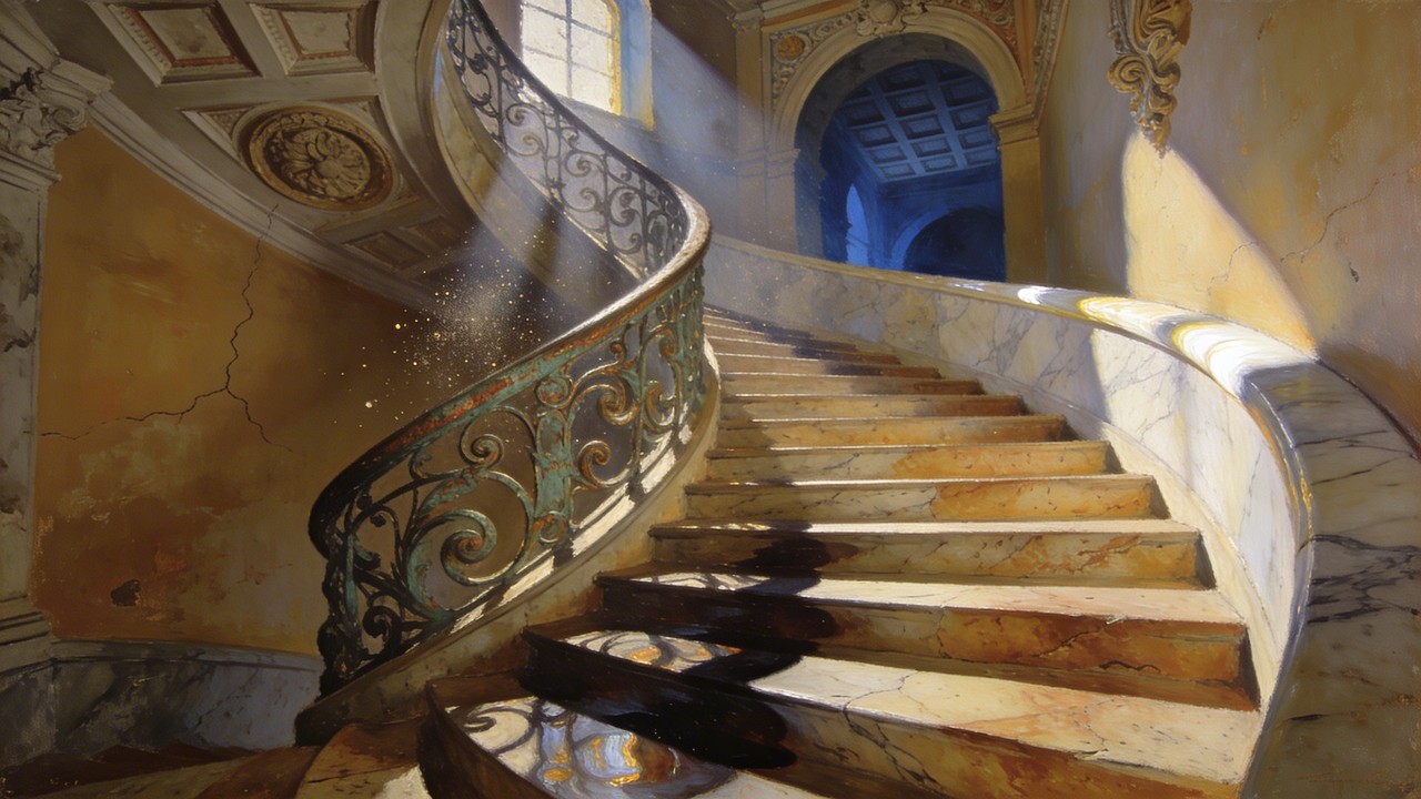 Free Renaissance Staircase Painting Image - Staircase, Stairs ...