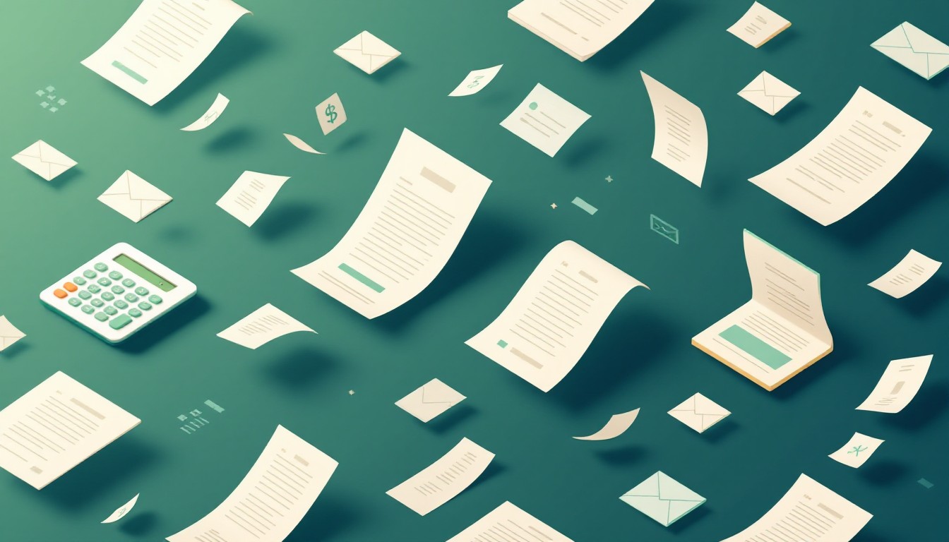 Free Floating Financial Papers Image - Bills, Calculator, Payments ...