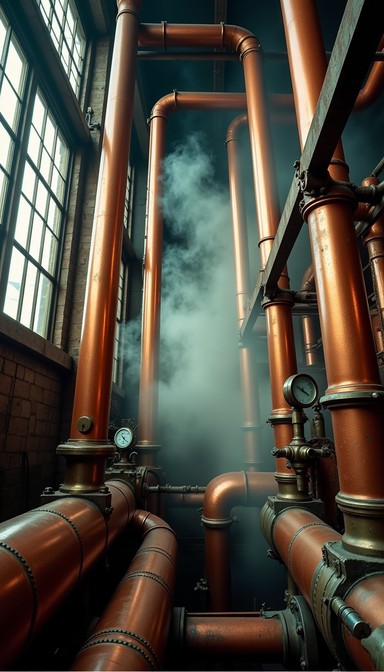 Copper Steam Line Free Copper Pipe Symphony Image - Copper, Steampunk, Industrial ...