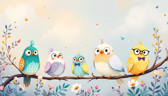 Free Quirky Bird Friends Image - Whimsical, Birds, Owls | Download at ...