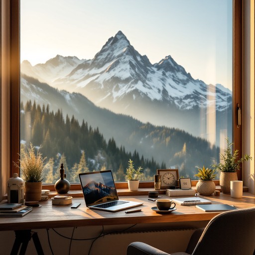 Computer Work Landscape Free Nature Meets Productivity Image - Workspace, Mountains, Laptop ...