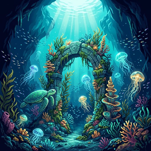 Free Luminous Underwater Cave Image - Pixel, Art, Underwater | Download ...