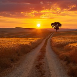 Free Sunset Country Road Image - Sunset, Tree, Road | Download at StockCake