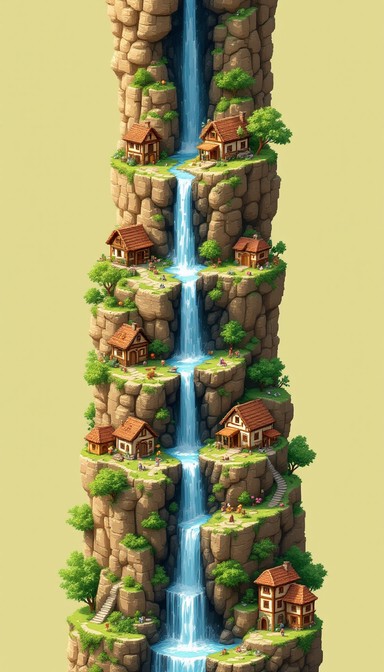 Free Cascading Pixel Village Image | Download at StockCake