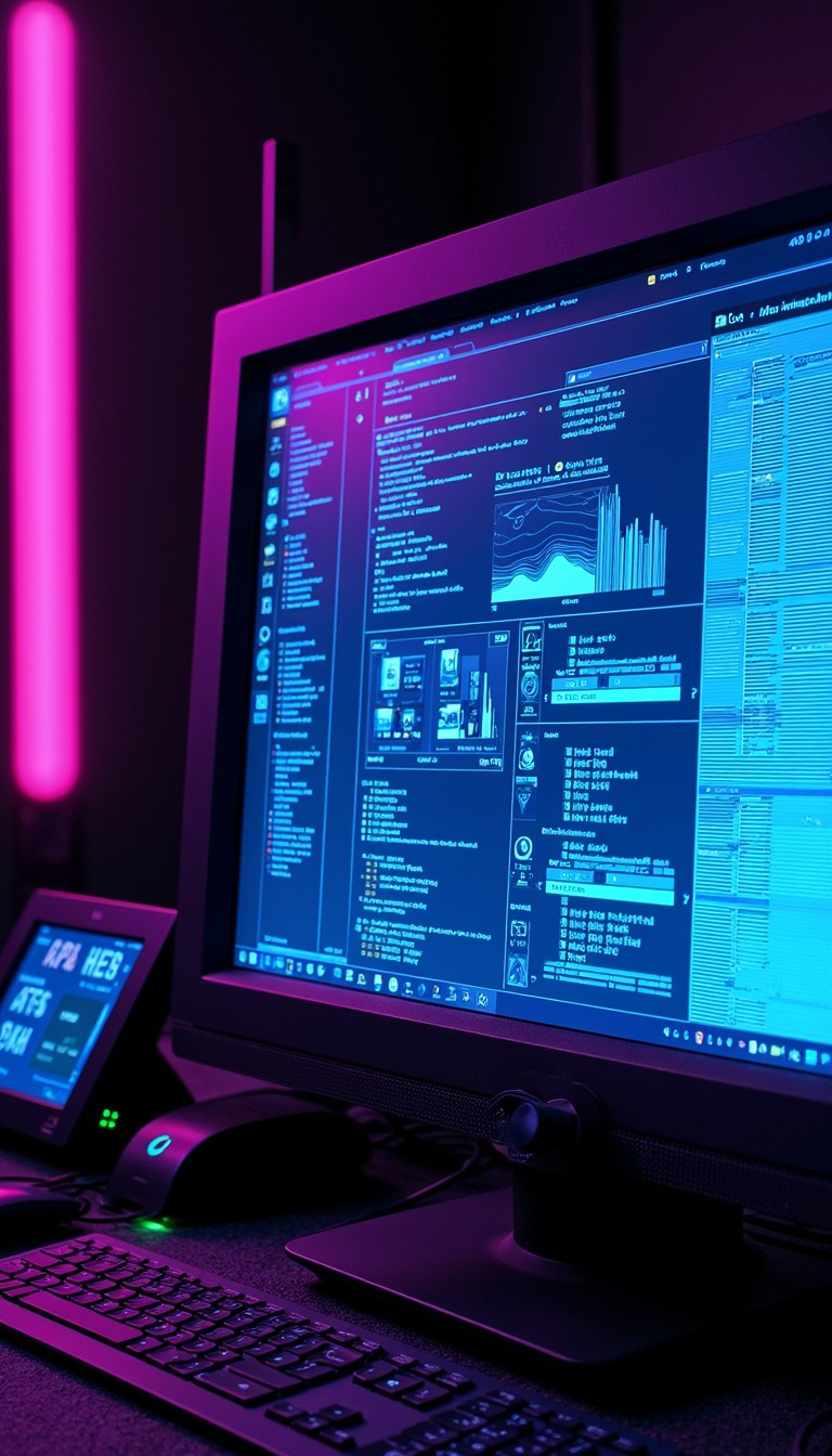 Free Neon Coding Station Image - Programming, Code, Cyberpunk ...
