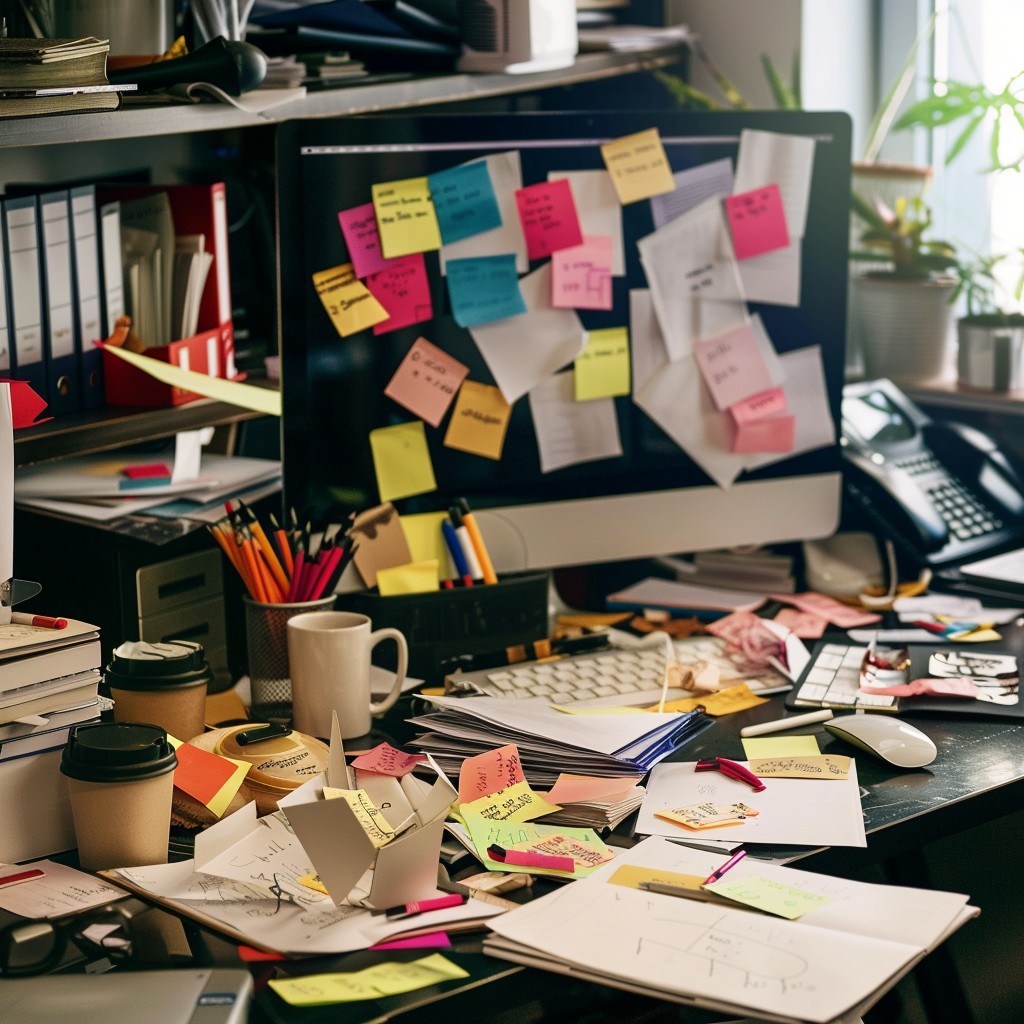 Download Cluttered Desk Space Image - Office, Desk, Clutter | StockCake