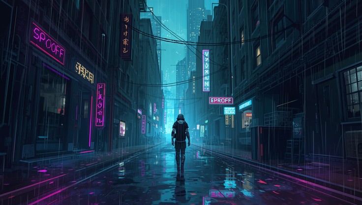 Neon Ai Works Free Neon Rain Walk Image - Cyberpunk, Pixel, Neon | Download at StockCake