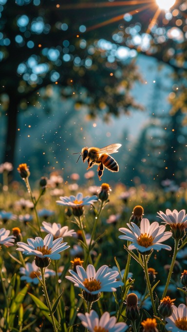 Free Bee in sunlight Image - Bee, Sunlight, Wildflowers | Download at ...