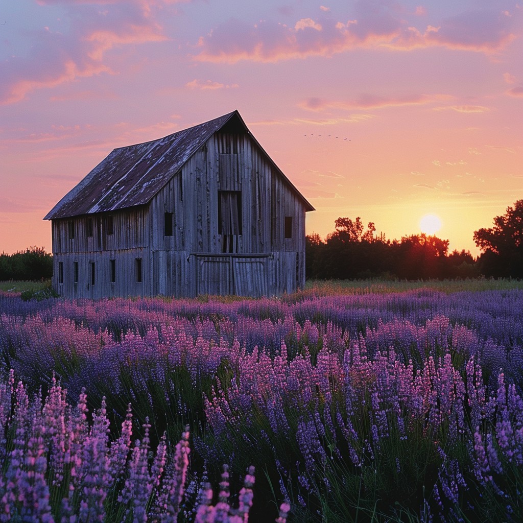 Free Lavender Farm Sunset Image - Sunset, Lavender, Barn | Download at ...