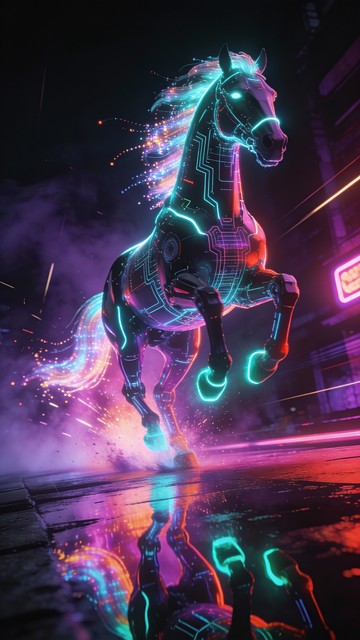 Free Neon Mechanical Stallion Image - Cyberpunk, Neon, Horse | Download ...