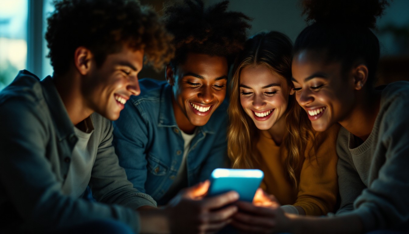 Free Digital Connection Moment Image - Friends, Laughter, Technology ...